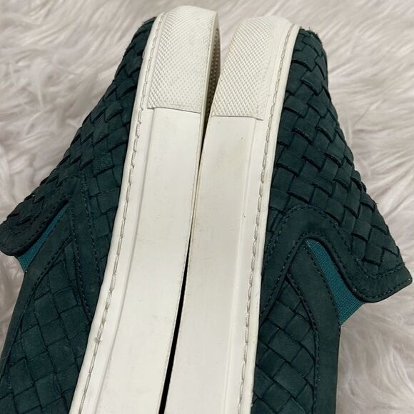 M Gemi Cercio Green Leather Basket Weave Slip On Sneaker Sz 37 1/2 - Picture 7 of 16